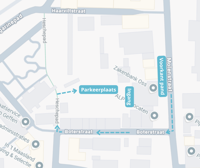 Route naar parkeerplaats en achteringang